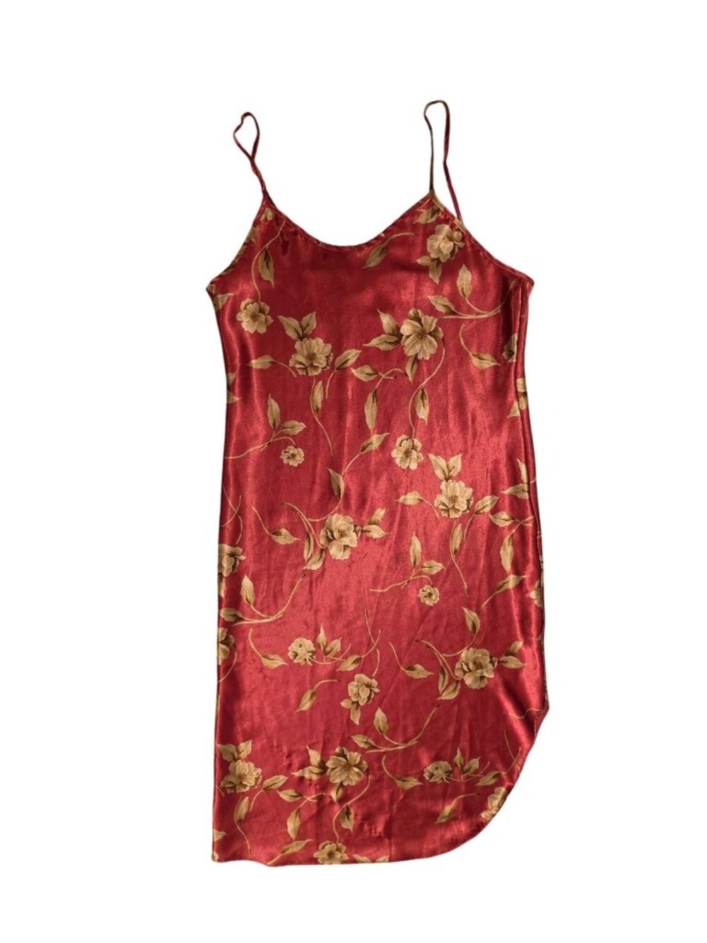 VTG Midnight Velvet Pink Floral Satin Slip Dress L
